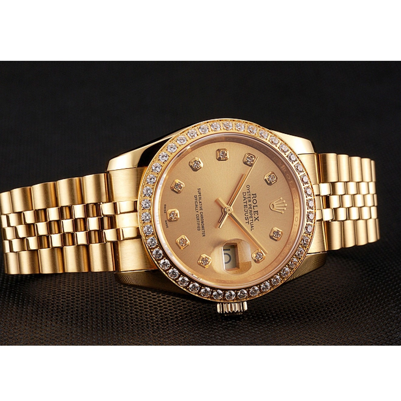 Rolex copies cheap Bracelet Gold Champagne Diamond Swiss Datejust Rolex Dial Jubilee Bezel 1454098 0730